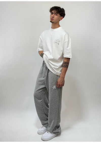 Zaee Star Taşlı Oversize Premium Tişört Beyaz