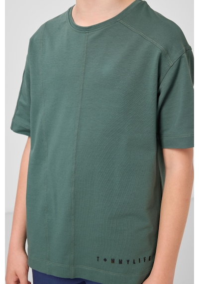 Tommylife Açık Yeşil Pamuklu Yumuşak Dokulu Oversize Basic Erkek Çocuk T-shirt - 11297 Yeşil