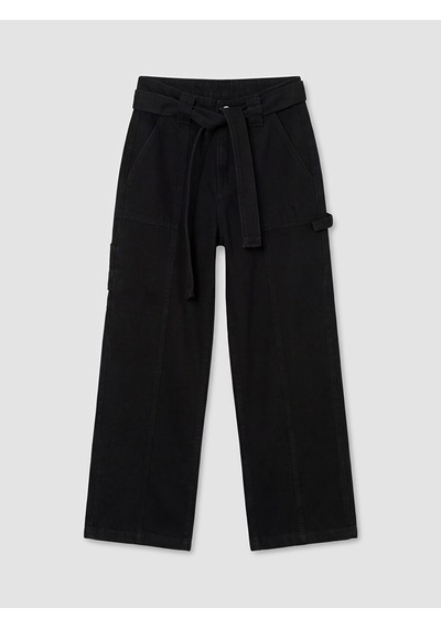 Lcw Jeans Siyah Beli Kemerli Wideleg Kadın Jean Pantolon