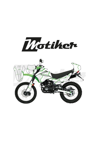Mondial 2022-2026 Model X-treme Max 200i Beyaz Zemin Üstüne Yeşil Şimşek Tasarımı Sticker Etiket Modeli