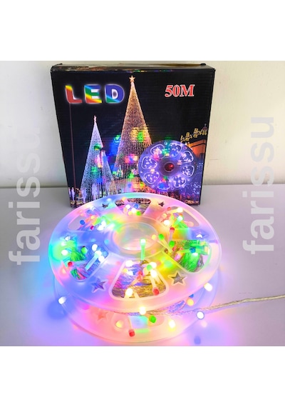 50 Metre Rgb Renkli Peri Led Işık Fişli Dış Mekan Dekoratif Aydınlatma RGB