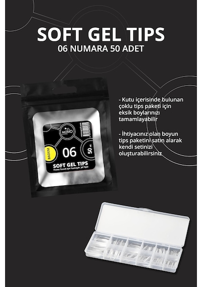 Momo Professional Soft Gel Tips Badem No:06 Tek Boy 50 Li Yedek Paket