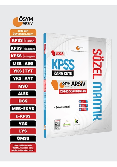 2026 KPSS SÖZEL MANTIK Kara Kutu ÖSYM Çıkmış Soru Havuzu Bankası Konu Özetli Dijital Çözümlü