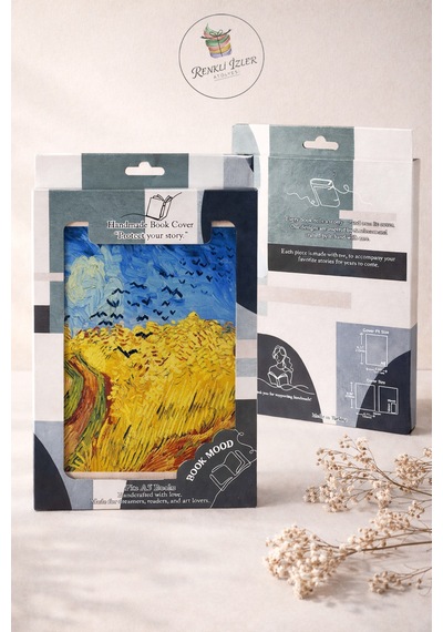 Kitap Kılıfı Ve Metal Kitap Ayracı Seti Van Gogh Buğday Tarlası Ve Kargalar