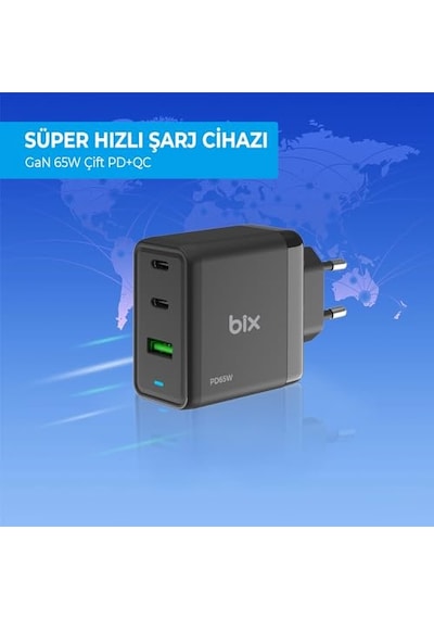 Bx3p65g 65w Gan Qualcom 4.0 2 Type-c &amp Usb-a 3 Portlu, Macbook Pro/air, İpad Air/pro, İphone 16/15/14/14 Pro Max İph