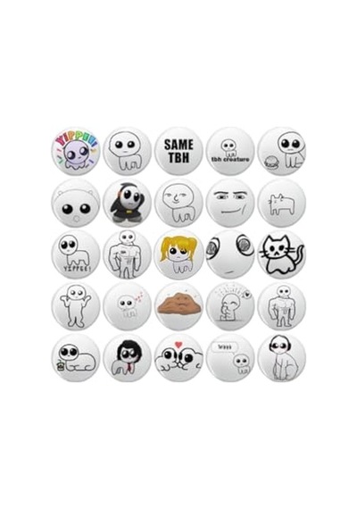 25 Adet Tbh Otizm Yaratık Yippee Anime Pin Broş Buton Rozet 58mm Açık Kahverengi