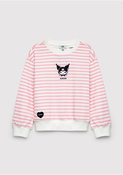 Mavi Kuromi Baskılı Çizgili Pembe Kız Çocuk Sweatshirt M7s10201-91630