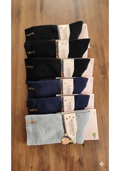 Kadın Bambu Thermal Havlu Çorap, Dikişsiz, Asorti 6'lı Paket, 36-40 Set 2