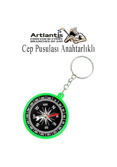 Pusula Anahtarlık Renkli 1 Adet Küçük Pusula Okul Deney Gezi Cep Pusulası Manyetik Pusula Plastik Öğrenci Yeşil