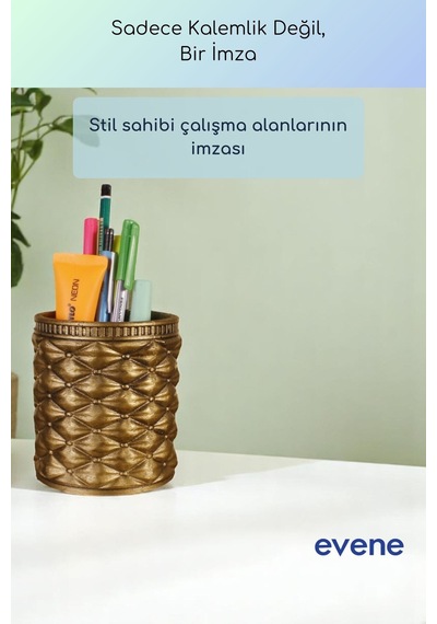 Kalemlik Masa Kalemliği Organizer Kalemlik Altın Eskitme Renk Model 85 Çok Renkli