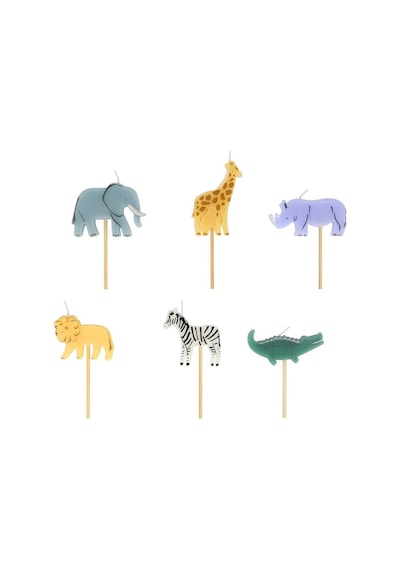 Meri Meri - Mini Safari Animal Candles - Mini Safari Hayvan Mumları - 6'lı