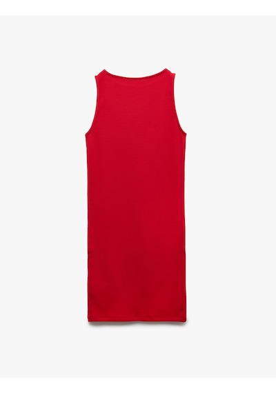 Koton Kaşkorse Yuvarlak Yaka Kolsuz Mini Kalem Bodycon Kalem Elbise Kırmızı 5sak80021ek Kırmızı