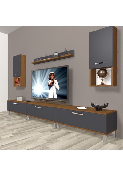 Decoraktiv Eko 270da Mdf Krom Ayaklı Tv Ünitesi Tv Sehpası Ceviz - Antrasit Decoraktiv Eko 270da Mdf Krom Ayaklı Tv Ünitesi Tv Sehpası Ceviz - Antrasit