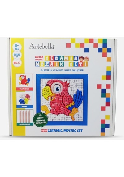 27 I Çocuk Ahşap Çerçeveli Seramik Mozaik Set 20x20 Cm