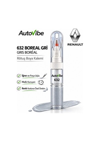 Renault 632 Boreal Gri Rötuş Boya Kalemi İğne Ve Fırça Uçlu
