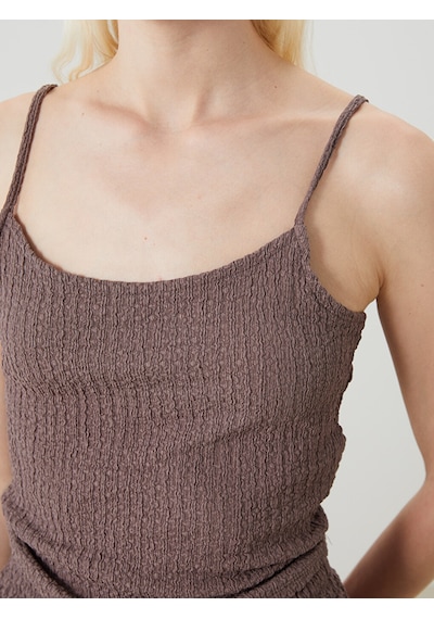 Lcw Vision Kahverengi U Yaka Dokulu Askılı Crop