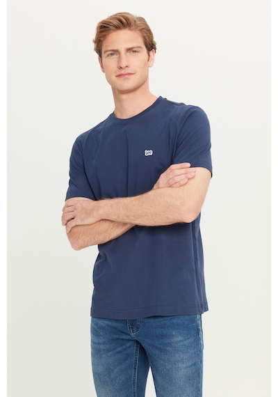 Regular Fit Normal Kesim Bisiklet Yaka Pamuklu Lacivert Tişört Lacivert