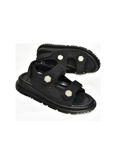 Fox Shoess267122004 Siyah Kumaş Kadın Sandalet Siyah