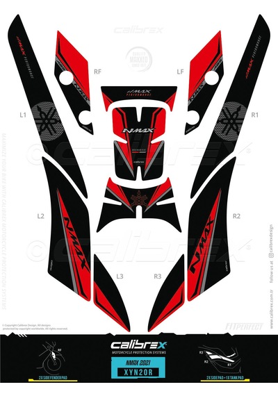 Yamaha Nmax Kırmızı Tank Pad Seti 2021 Sonrası