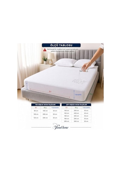 Vionel Home%100 Pamuk, Full Kenar Fitted Sıvı Geçirmez,tek, Çift Kişilik Bebek Yatak Koruyucu Çarşaf Alez 90x200 Açik Mavi