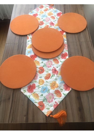 Gelincik Desenli Runner & Supla Çok Renkli