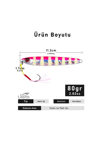 Jig, Zoka, Suni Yem, Uv Metal Jig, 80gr 11cm Jıgto Tide 80