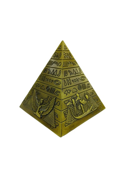 Antik Mısır Piramit Saatli Metal Dekoratif Hediyelik Biblo 10x11cm