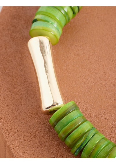 Jimmy Key Jimmy Key Yeşil Şerit Detaylı Boncuklu Doğal Taş Bileklik 6sw347530300