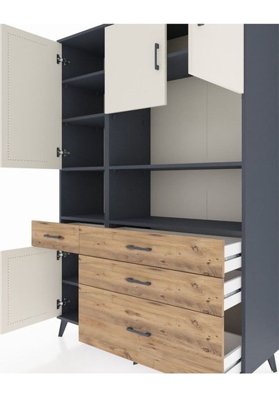 Hyperion Dolap 9 Raflı 4 Çekmeceli 4 Kapaklı 132x44x195 Antrasit-aytaşı/çam Aytası/atlas Çam - Antrasıt Hyperion Dolap 9 Raflı 4 Çekmeceli 4 Kapaklı 132x44x195 Antrasit-aytaşı/çam Aytası/atlas Çam - Antrasıt