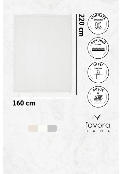 Defne Leke Tutmaz Masa Örtüsü 160x220 - Krem Krem