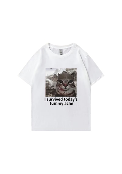 Flood Of Style Komik Kedi Bugünden Karın Ağrısını Hayatta Kaldım T Shirt Yeni Erkek Pamuklu Tişört Kısa Koll Beyaz Flood Of Style Komik Kedi Bugünden Karın Ağrısını Hayatta Kaldım T Shirt Yeni Erkek Pamuklu Tişört Kısa Koll Beyaz