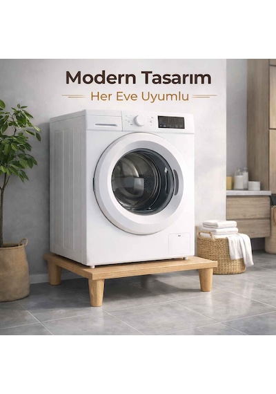 İmt Aksesuar Çamaşır Makinesi Yükseltici 60x60 Cm 12 Cm Platform Robot Süpürge Uyumlu Titreşim Azaltıcı Sonomo Meşe