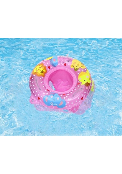 0-3 Yaş 50 Cm Pembe Oturaklı Bebek Şişme Deniz Simidi, Çocuk Deniz Can Simidi, Bebek Yüzme Koltuğu Pembe