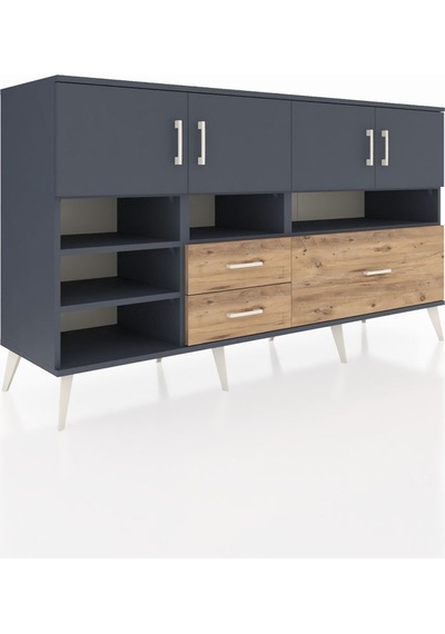 Hyperion Konsol 8 Raflı 3 Çekmeceli 4 Kapaklı 176x44x99 Antrasit- Antrasit-antrasit/çam Hyperion Konsol 8 Raflı 3 Çekmeceli 4 Kapaklı 176x44x99 Antrasit- Antrasit-antrasit/çam