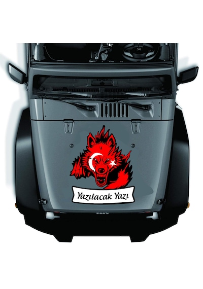 Kişiye Özel Ad Soyadlı Kurt Ve Ay Yıldız Börü Sticker - Araba Oto Motosiklet Karavan Cam Sticker - 00311 12X10 Cm