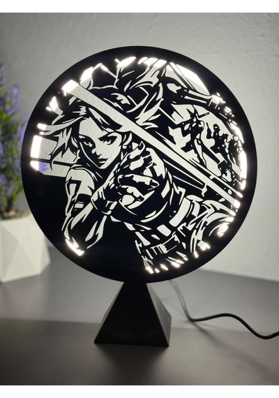 Valorant Neon Ajan Halka Led Işıklı Masa Gece Lambası Gamer Oyun Odası Dekor Hediye Adaptörlü Siyah