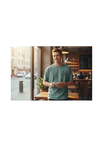 Urbantrendstore Unisex Minimal Sade Desen Basic Oversize Fit Rahat Geniş Salaş T-shirt Günlük Tişört Mint