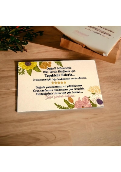 E-ticaret Teşekkür Kartı Çiçekli 5x8 Cm 100 Adet