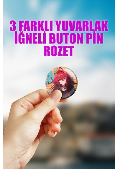 Rias Gremory High School Dxd Çanta Süsü Rozet İğneli Buton Rozet Seti 3 Adet Üçlü