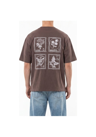 Respire Erkek Nakışlı Oversize T-shirt Kahve