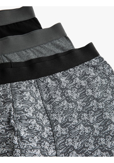 Koton 3'Lü Boxer Seti Palmiye Baskılı Çok Renkli Siyah 4Slm90025Mk Siyah