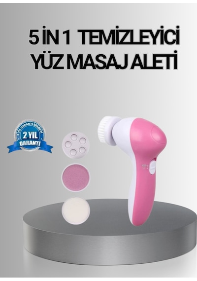 5 Başlıklı Yüz Masaj Aleti Cilt Temizleme, Peeling, Siyah Nokta Ve Gözenek Bakımı