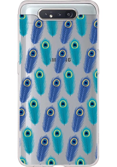 Samsung Galaxy A80 İle Uyumlu 1mm Slim Fit Nazar Boncuğu 4 Baskılı Şeffaf Kılıf Şeffaf