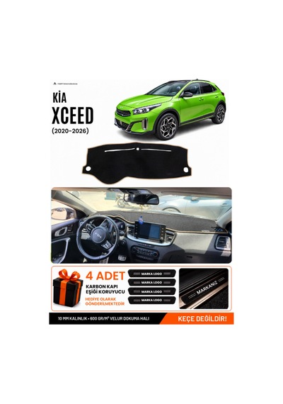 Kia X-ceed 2020-2025 Uyumlu Torpido Koruma, Torpido Örtüsü, Torpido Kılıfı - Siyah Bej