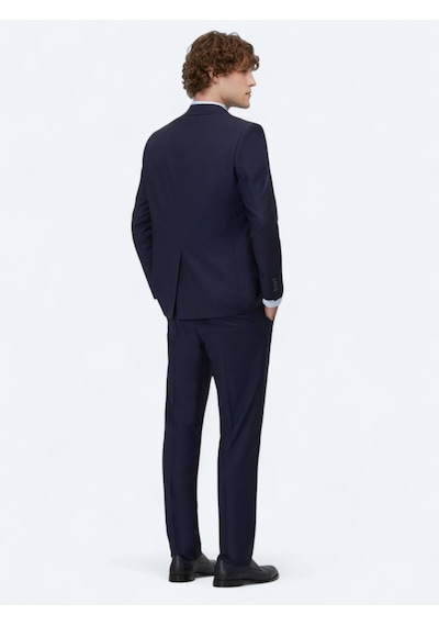 Saks Düz Regular Fit Yün Karışımlı Takım Elbise Saks