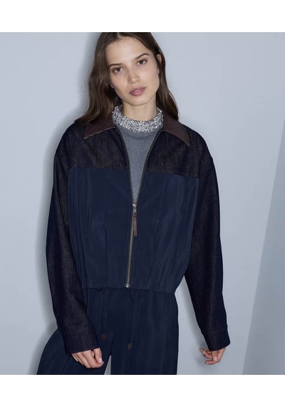 İpekyol Kontrast Yaka Bomber Lacivert Kadın Ceket Iw6260005118