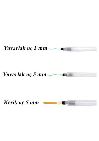 3 Adet Su Hazneli Suluboya Fırçası