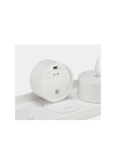 Skatgas 4 Adet Led'li Tealight Mum + Şarj Tepsili Dekoratif Şarj Edilebilir Led Işık Mum I.k:e.a Beyaz Beyaz