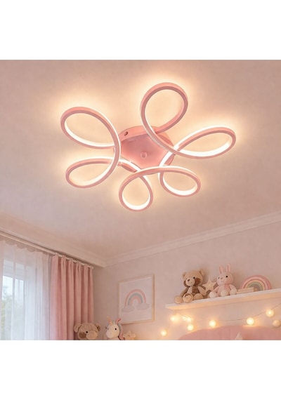Ömür Avize Stella Modern Tasarım Ledli Pembe Çocuk Odası Avizesi Beyaz