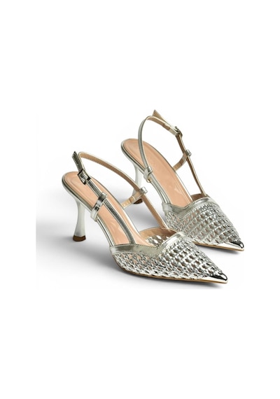 Fox Shoes Y820418309 Gümüş İnce Topuklu Kadın Abiye Ayakkabı